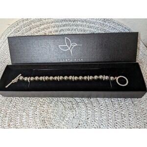 Costa Rica Faux Pearl Beaded Bracelet Sparkle Rhinestone Clasp Toggle Closure